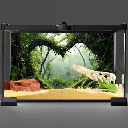 AWERT 30x12 inches Polyester Tropical Rainforest Terrarium Background Stream Green Huge Tree Reptile Habitat Background Foggy Rainforest Aquarium Background - size: 30x12in/75x30cm