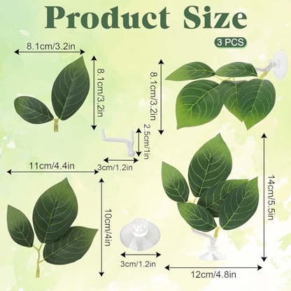 Hariendny 3 Pcs Betta Fish Leaf Pad Fish Tank Accessories Aquarium Décor Simulating The Natural Habitat for Betta Spawning Grounds Resting Bed with Plastic Suction Cup