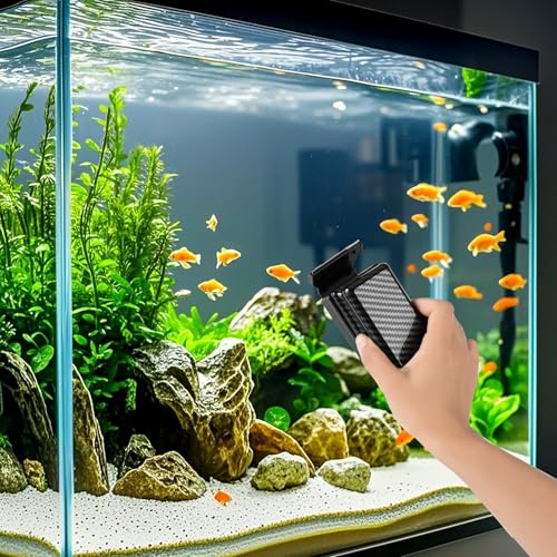 hygger Magnetic Fish Tank Cleaner, Aquarium Glass Cleaner with 2 Detachable Algae Scraper Blade, Floating Scrubber Brush for 2/5"-3/5" Glass/Acrylic Thick Tank, Strong Magnet Algae Remove Tool, L - size: L (2/5"-3/5")