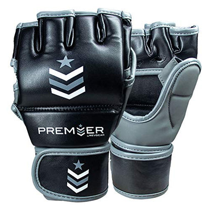 Revgear Premier MMA Grappling Gloves, MMA, Kickboxing, Martial Arts, Boxing - color: Gray/Black, size: Large
