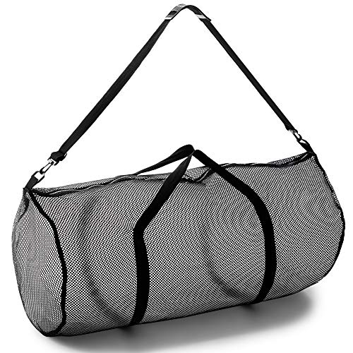Champion Sports Mesh Duffle Bag – Oversized Breathable Gear Bag with Zipper & Shoulder Strap for Sports, Gym & Travel - color: Black