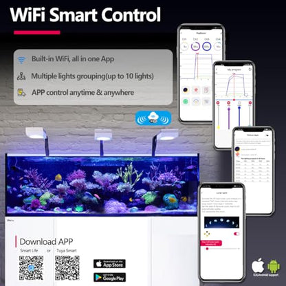 RL90 Full Spectrum Saltwater Reef Aquarium LED Light Aquarium Reef Led, for 50-72inch 130-180cm SPS LPS Reef Coral Tank, App Control (3 RL90FS with arm kit) - size: 3 RL90FS with arm kit