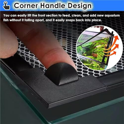 Aquarium Anti-Jump Cover， DIY Magnetic Aquarium Anti-Jumping Mesh Screen Netting for Top Lid Prevents Cat Catching Fish(L20xW15cm(7.9x5.9in)) - size: L20xW15cm(7.9x5.9in)