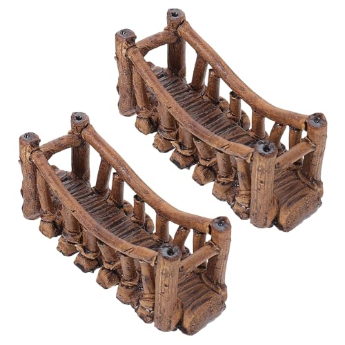 Kisangel 2pcs Mini Aquarium Bridge Decorative Fairy Garden Bridge for Fish Tank Landscaping Statues for Aquarium Ornaments and Terrarium Decor