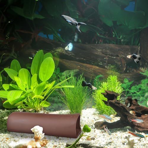 GLEAVI Ceramic Shrimp Shelter and Fish Hideaway Aquarium Breeding Tube for Fish Tank Decoration Large Ceramic Habitat Cave for Shrimp and Breeding