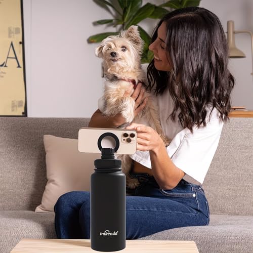 32oz Insulated Tumbler with Magnetic Phone Holder, Gym Water Bottle | Leak Proof Lid, 24hr Cold & 12hr Hot, Non-Slip Base | Travel Mug, Reusable & Eco-Friendly (black, 32, ounces) - color: Black