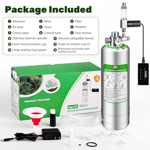 Upgraded 2L/5L Aquarium CO2 Generator System with Timer-Enabled Motor Valve, Upgrade CO2 System Kit with Quick-Release Structure for Aquarium Plants Tanks (5L) - size: 5L