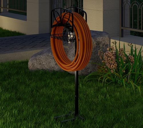 Fire Beauty Garden Hose Holder with Storage Basket,Heavy-Duty,80+ lb Capacity,Rust-Proof Stainless Steel,Organizes 150ft Hose for Patio&Yard,Leaf Design - style: Leaf Design