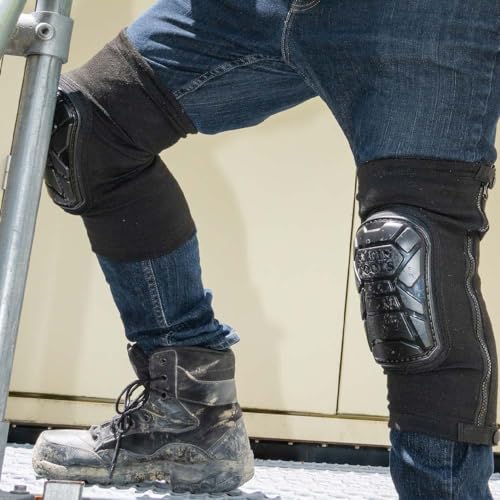 Klein Tools 60630 Tough-Flex Knee Sleeves for Work, Construction, Low-Profile Sleeve with Zipper, Gel-Like Foam, Black, L/XL - size: L/XL