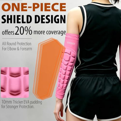 Frelaxy Elbow Pads, Padded Arm Sleeves for Volleyball and Football, 2 Pack - color: Pink, size: Medium