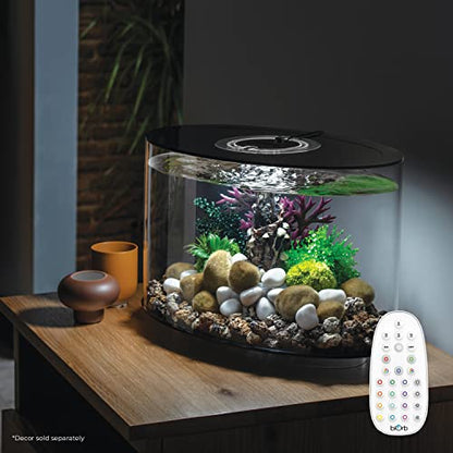 biOrb Loop 15 Acrylic 4-Gallon Aquarium with Multi-Color Remote-Controlled LED Lights Modern Compact Tank for Tabletop or Desktop Display, Black-Trimmed Tank