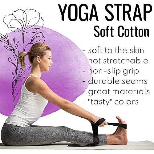 TECEUM 2 IN 1 Yoga & Mat Strap for Stretching – Cotton – 6/8/10 ft - color: Black, size: 10 ft