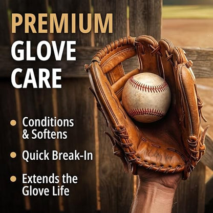 Eagle Baseball Glove Oil Conditioner with Applicator Cloth - 250mL (8.45oz) Glove Oil for Break-in & Glove Treatment - Leather Softener & Conditioner for Baseball, Softball Mitts