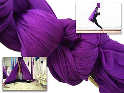 F.Life Aerial Silk Yoga Hammock & Swing for yoga Inversion,Strength training,starter hardware kit - color: purple