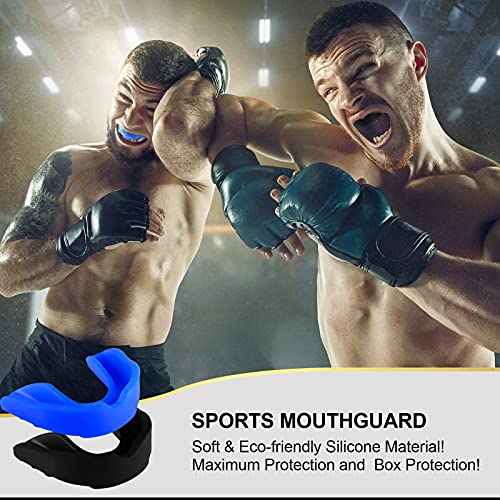 BBTO 6 Pack Kids Youth Mouth Guard for Football Sports, Boys Girls Mouthguard with Case, Soft Mouth Guard for Hockey Boxing Basketball, Ages 4+ - color: Dark Blue, Black
