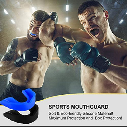 BBTO 6 Pack Kids Youth Mouth Guard for Football Sports, Boys Girls Mouthguard with Case, Soft Mouth Guard for Hockey Boxing Basketball, Ages 4+ - color: Dark Blue, Black