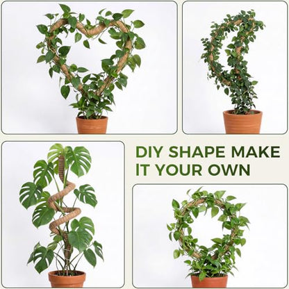 4 Pack Moss Pole Monstera Plant Support, 2 Pack 28" & 2 Pack 48" Bendable Plant Stakes Made of Real Coco Coir Support for Climbing Indoor Plants, Tall Moss Stick Trellis for Potted Climbers