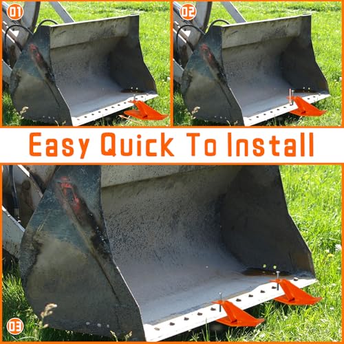 Doublehorse Tractor Bucket Edge Protector: 2pcs Skid Anti-Rust Protector Heavy Duty Orange Loader Attachment for Snow Gravel Sand Work