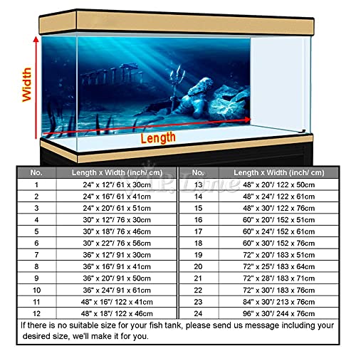VIP. LINE Under Water Atlantic Lost City Ancient Aquarium Background Poster Fish Tank Backdrop Sticker Selfadhesive (24" x 12"/ 61 x 30cm)