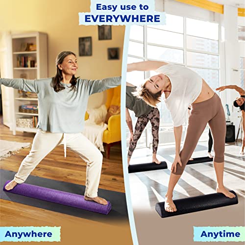 Yes4All High-Density EPP Half Round Back Roller Foam, Exercise Foam Roller for Yoga, Pilates & Stretching - 12, 18, 24, 36 inch - color: Black, style: 12 inch