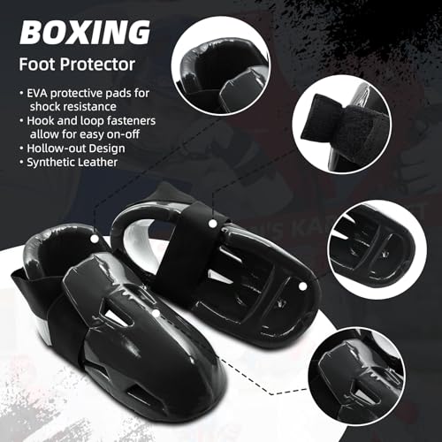 Martial Arts Karate Protective Sparring Gear Package Deal/Gift Adjustable Adult & Youth Headgear, Gloves & Kicks for MMA, Taekwondo, Boxing Training - color: Black, size: Large