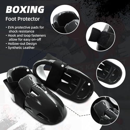 Martial Arts Karate Protective Sparring Gear Package Deal/Gift Adjustable Adult & Youth Headgear, Gloves & Kicks for MMA, Taekwondo, Boxing Training - color: Black, size: Large