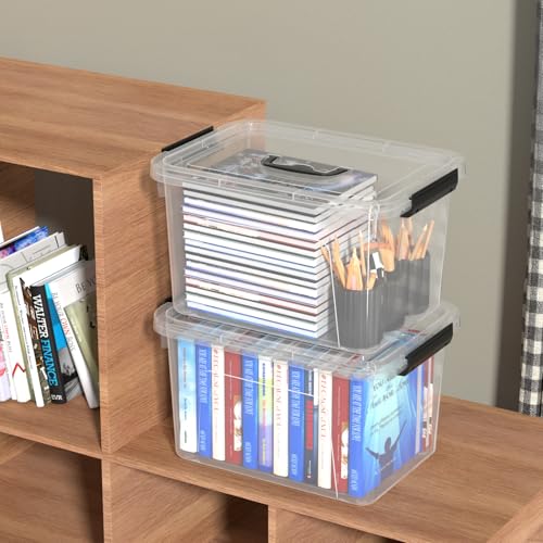 4-Pack Plastic Storage Bins Boxes Containers with Lids, 18 L Clear Latching Box with Handle - size: 18 L