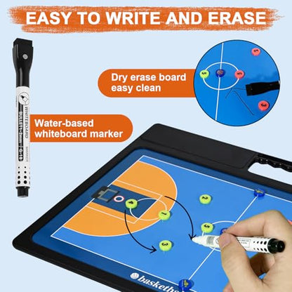 Basketball Coaching Board, Double-Sided Magnetic Tactics Clipboard