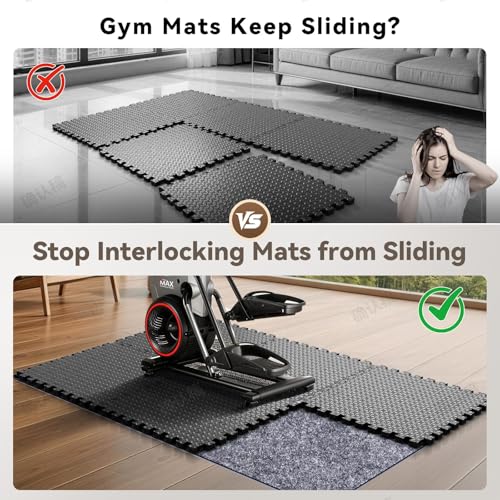 Non Slip Underlay for Interlocking Gym Mats, Foam Floor Mat Grip Pad - size: 71"×94"