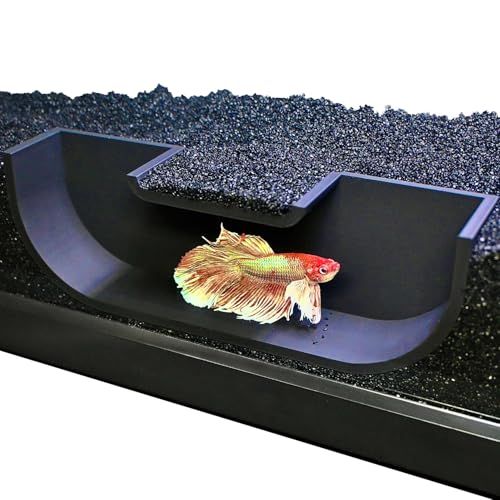 Betta Underground Tunnel Hideout Cave | Aquarium Hide For Small Fish and Shrimp | Viewing Betta Fish Rest Hammock Enrichment Toy | Betta Fish Tank Accessories Supplies Decorations Ornaments Toys Decor - color: Black