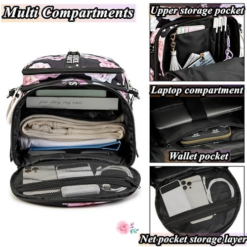 SDTAME Gym Duffel Backpack with Shoe Pocket & Laptop Sleeve - color: Red