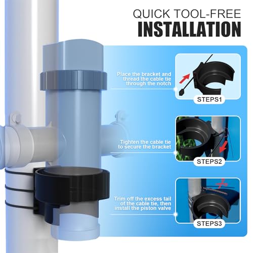 Nirvany Swimming Pool Plunger Valve Bracket, Pool Hose Holder & Pool Intake Hose Bracket, Anti-Slip Pool Valve Support, Pool Pipe Holder Compatible with Most Brands