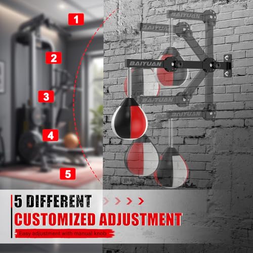 BaiYuan Wall Mount Speed Bag with Height Adjustable Bracket
