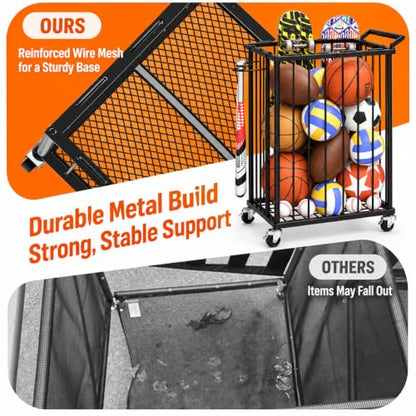 Sports Equipment Organizer, Ball Storage Rack for Gear and Toys - size: Medium