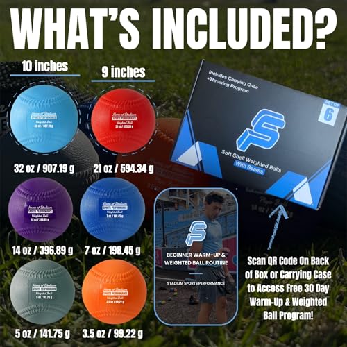 Set of 6 Weighted Balls with Seams and Free Throwing Program