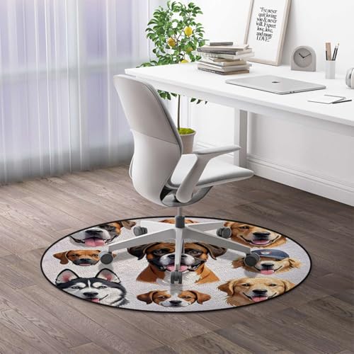 Animal Print Gaming Chair Mat for Computer Desks, Whimsical Pet Design Anti-Slip & Scratch-Resistant Floor Protector for Rolling Chairs, Charcoal Grey Gold Diameter 35.4 in - color: Animal Print_1087, size: Diameter 35.4 in