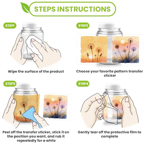 arricraft 10 Pcs Dandelion Theme Cup Printing UV Transfer Papers, 10 Styles Watercolor Scenery and Dandelions PVC DIY Heat Transfer Stickers for 16 OZ Glass Cups Crafts 9.5x4.3inch - style: Watercolor Dandelion Theme