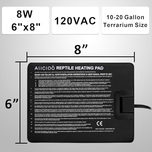 Under Tank Heater Thermostat - Reptile Heating Pad with Temperature Control Reptile Heat Mat for Combo Set for Hermit Crab Lizard Terrarium 8W - size: 6" X 8"(8W) with Thermostat