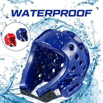 2 Pcs Taekwondo Karate Headgear MMA Martial Arts Helmet Soft Head Guard Protection Sparring Gear Helmet Boxing for Men Women Thai Kickboxing Grappling Muay Taekwondo - color: Red and Blue, size: Medium