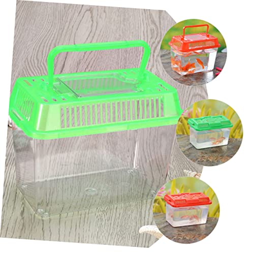 2Pcs Portable Fish Tank Handheld Aquarium Transparent Turtle Box for Reptiles Hamsters and Betta Fish Pet Carrier Container with Handle Random Color