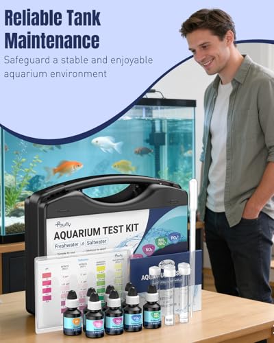 Pawfly 5 in 1 Aquarium Water Master Test Kit, Aquarium Water Test Kit Fish Tank Water Testing Kit for pH Nitrite Nitrate Ammonia & Phosphate, Aquarium Test Kit for Freshwater & Saltwater Fish Tanks - color: Black Box Pack