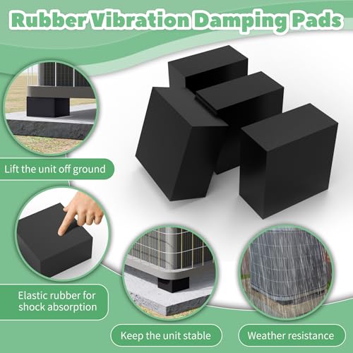 4 Pack Rubber Anti Vibration Pads, 4'' X 4'' X 2" Non-Slip Vibration Isolation Pads for Central Air Conditioner Outdoor Unit, HVAC, Air Compressor, Lift the Unit Off Ground