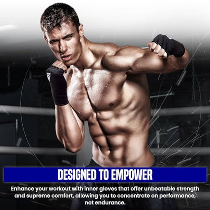 RDX Boxing Hand Wraps Inner Gloves Men Women, Half Finger Elasticated Bandages, Under Mitts Fist Protection, Muay Thai, Kickboxing, MMA, Martial Arts Speed Bag Punching Training - color: Blue White, size: X-Large