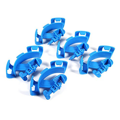 Aquarium Hose Holder | 5 - Pack Blue Plastic Clips for 12 / 16mm Pipes | Secure Mount for Fish Tank Maintenance/Water Changing | Fits 12.5mm Glass