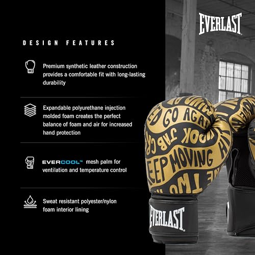 Everlast Spark Boxing - color: Black / Gold, size: 14 oz