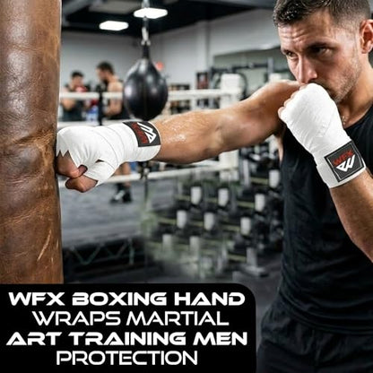 WFX Boxing Hand Wraps 3.5 4.5 Meter Martial Arts Bandages Inner Gloves Wrist Support Straps Punching Under Hand Knuckles Heavy Elasticated Training Bag Mitts Muay Thai - color: White, size: 4.5 M