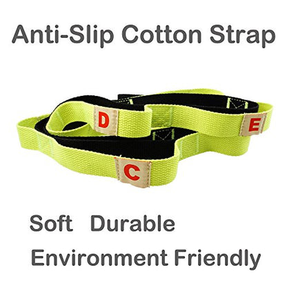 10-Loop Yoga Stretch Strap Restore Multi-Grip Training Belt Waist Leg Fitness Pilates Stretching Belt Exercise Bands for Flexibility and Physical Therapy Ballet Stretches (5-Feet x 1-Inch)