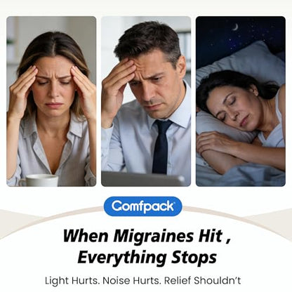 Comfpack Migraine Relief Cap Headache Hat Ice Pack Mask, 30% Longer Cold