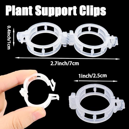 400 Pcs Plant Support Clips, Snap-On Trellis Clips for Climbing Plants, Tomato & Grape Vine Support, 1" Inner Diameter Plastic Garden Clips to Grow Upright (White)