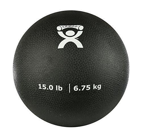 CanDo Soft Medicine Ball 9" Diameter 15lb Black Exercise Ball for Physical Therapy and Fitness Exercises, Easy Grip Rubber Weighted Ball for Workouts - size: 15 Pound